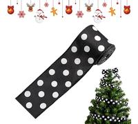 Nastro bianco e nero - Elegante nastro decorativo natalizio per corone, regali e lavori manuali | Nastro a motivi macchiati solido per amanti 'arte, matrimoni, scrapbooking, Fabric