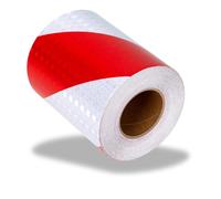 Nastro Bianco e Rosso Segnaletico 10m x 10cm per Palo Garage da Esterno Ostacolo Auto Moto Stradale Nastro Catarifrangente Adesivo Strisce Catarifrangenti Adesive Banda Segnaletica Nastro A Strisce