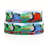 Nastro bianco largo 2 m x 22 mm con il trenino Thomas e gli amici, per decorazione di torte di compleanno, idee per decorare regali, fiocchi o sacchetti da regalo, scatole, biglietti, decorazioni