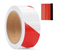 Nastro Bianco Rosso 5cm x 10m, Nastro Riflettente Rosso e Bianco, Nastro Riflettente Adesivo, Catarifrangente Adesivo, Adesivi Rifrangenti Nastro, per Auto, Rimorchi