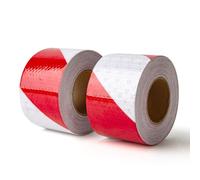 Nastro Bianco Rosso Segnaletico 10mx5cm Set di 2 per Palo Garage Esterno Ostacolo Auto Moto Stradale Nastro Catarifrangente Adesivo Strisce Catarifrangenti Adesive Banda Segnaletica Nastro A Strisce