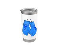Nastro blu con guantoni da boxe, consapevolezza del cancro al colon Bicchiere termico in acciaio inox doppia parete