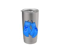 Nastro blu con guantoni da boxe, consapevolezza del cancro al colon Bicchiere termico in acciaio inox doppia parete