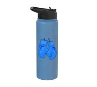 Nastro blu con guantoni da boxe, consapevolezza del cancro al colon Stainless Steel Insulated Water Bottle