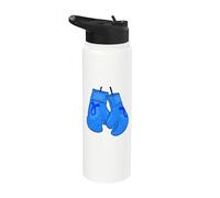 Nastro blu con guantoni da boxe, consapevolezza del cancro al colon Stainless Steel Insulated Water Bottle