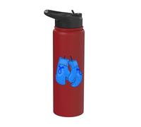 Nastro blu con guantoni da boxe, consapevolezza del cancro al colon Stainless Steel Insulated Water Bottle
