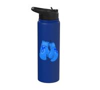 Nastro blu con guantoni da boxe, consapevolezza del cancro al colon Stainless Steel Insulated Water Bottle