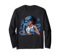 Nastro Blu da Donna afroamericano Nero per Combattere Il diabete Maglia a Manica