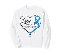 Nastro Blu per la prevenzione degli abusi sui minori, con Scritta Love Never Hurt Felpa