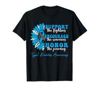 Nastro blu T1d con girasole di supporto per diabete di tipo 1 Warriors Maglietta