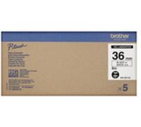 Brother HGe-261, 36mm x 8m, 5pz, testo nera/sfondo bianco,nastro originale