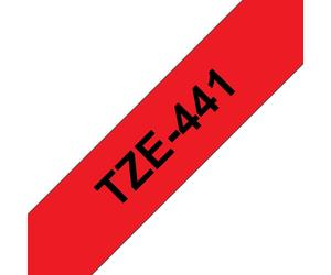 Nastro Brother Laminato Nero Su Rosso TZe-441 TZ-441 18mm x 8m
