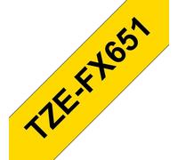 Brother TZ-FX651 / TZe-FX651 Pro Tape, 24mm x 8m, testo nera/nastro giallo, nastro originale