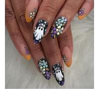 Nastro cartone animato Stampa Halloween teschio francese Arte floreale riutilizzabile ABS falso per donna Decorazione festa ABS Halloween falso