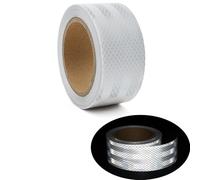 Nastro Catarifrangente Adesivo,10m*5cm Nastro Riflettente Impermeabile,Strisce Catarifrangenti Adesive,Strisce di Avvertimento,Riflettente ad Alta Intensità,Adatto per Veicoli,Auto (Diamante bianco)
