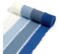 Nastro Chiffon Azzurro per Bomboniere - 4 Rotoli 40 Mm X 24 M - Raso Blu, Bianco, Rosso - Nastro Regalo Organza