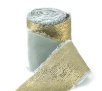 Nastro Chiffon Nastro di cotone da 4 cm e 5 metri, nastro lino fatto a mano con bordi sfilacciati, invito a nozze, bouquet fiori, decorazione rustica vintage per Bouquet da Sposa(Color-08)