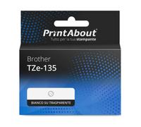 Nastro compatibile Brother TZe-135 - Bianco su trasparente (12 mm)