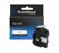 Nastro compatibile Brother TZe-151 - Nero su trasparente (24 mm x 24 mm)