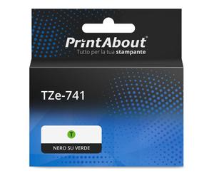 Nastro compatibile Brother TZe-741 - Nero su verde (18 mm)