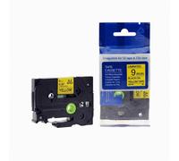 Nastro compatibile con Brother TZ-621 / TZe-621, 9mm x 8m, testo nera / sfondo giallo