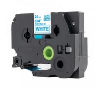 Nastro compatibile con Brother TZ-FX253 / TZe-FX253, 24mm x 8m, flexi, testo blu / nastro bianco