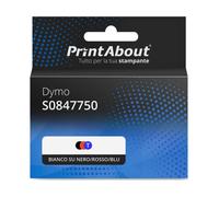 Nastro compatibile Dymo S0847750 (S0721660) - Bianco su nero/rosso/blu (9 mm)