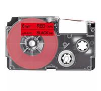 Nastro compatibile per Casio XR - 6RD - 6mm x 8m - Stampa Nera / Sfondo Rosso