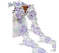 Nastro con bordatura in pizzo, Nastro di pizzo stampato e ricamato multicolore 4,5 cm larghezza 2 metri(Purple)