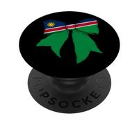 Nastro con fiocco a forma di civetta per bambina, con bandiera della Namibia, dell'orgoglio della Namibia PopSockets PopGrip Adesivo