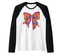Nastro con Fiocco Arcobaleno a Spirale Hippie Girl Coquette Tie Dye Maglia con Maniche Raglan