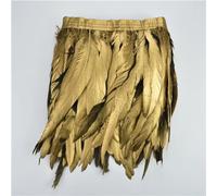 Nastro con frangia di piume, Nastro con finiture in piume color argento e oro da 2 metri, larghezza multipla, decorazione artigianale(Gold,30-35CM 12-14inch)