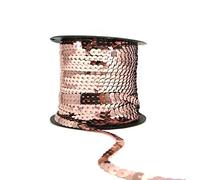 Nastro con paillettes, 6 mm, con paillettes piatte metallizzate, lucide, lustrini, per abbellimenti, cucito, artigianato, decorazione per travestimenti (champagne, 90 metri)