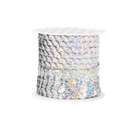 Nastro con paillettes argentate da 4,5 m, 6 mm con paillettes laser, nastro per decorazioni da cucito