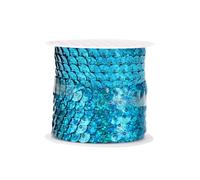 Nastro con paillettes blu lago da 4,5 m, 6 mm con paillettes laser, nastro per decorazioni da cucito
