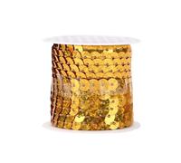 Nastro con paillettes color oro scuro da 4,5 m, 6 mm con paillettes laser, nastro per decorazioni da cucito