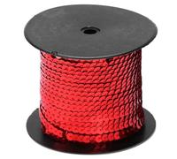 Nastro con Paillettes Rosso, Stringa Piatta per Artigianato Fai da Te, 6 mm x 100 metri