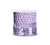 Nastro con paillettes viola chiaro da 4,5 m, 6 mm con paillettes laser, nastro per decorazioni da cucito