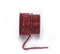 Nastro Con Strass Arrival Colorful Rhinestone Chains Dense Fancy Chain Apparel Sewing Glass Rhinestone Cup Chain With Colorful base(Dark Red,SS8(2.5mm)-10yards)