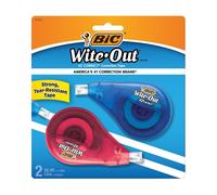 Nastro correttore BIC Wite-Out Brand EZ Correct da 39,3 piedi, confezione da 2 pezzi, nastro correttore bianco, facile da pulire e da usare, nast