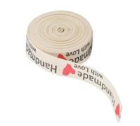 Nastro cucito, 5 yard 1,5 cm larghezza nastro di cotone naturale fatto a mano caratteri nastro per regalo presente pacchetto offerta abbigliamento etichetta (cuore rosso)