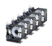 Nastro D1 da 5 pezzi compatibile con Dymo 53713 LabelManager 450D 500TS | Nastro laminato nero su bianco da 24 mm, stampa trasparente