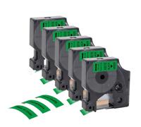 Nastro da 12 mm 45013 D1 Confezione da 5 compatibile con stampante per etichette D1 45013 45010 45016 45018 LabelManager 160 280(5PK Black on Green)