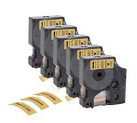 Nastro da 12 mm 45013 D1 Confezione da 5 compatibile con stampante per etichette D1 45013 45010 45016 45018 LabelManager 160 280(5PK Black on Gold)