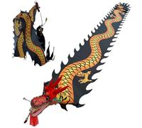 Nastro da danza a forma di drago for esercizi all'aperto Dragon Poi, stendardo rotante lavabile con motivo a drago, bandiera da danza artistica for adulti/anziani con testa di drago realistica.(Black,