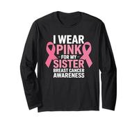 Nastro da Guerriero con Cancro al Seno I Wear for My Sister Pink Maglia a Manica