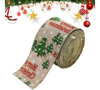 Nastro da imballaggio, nastro natalizio,Nastro cablato per avvolgimento dello streamer natalizio - per fiocchi decorativi Decorazioni per la fattoria, natalizi per veicoli scozzesi con fiocchi di neve