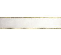 Nastro decorativo bianco bordo dorato 5 cm x 10 m.