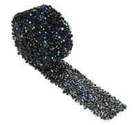 1 Yard Nastro Cristallo,1 Rotolo Nastro Maglia Diamante iarda Nastro Cristallo Rhinestone Scintilla per Compleanni Festa Nuziale Decorazione Doccia Bambino[Nero + Blu]