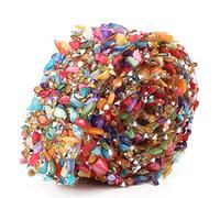 Nastro decorativo con strass da 1 m, accessori per cucire in pietra colorata lucida, catena per applicazioni per la decorazione di abiti (3.5cm wide colored gravel strips)